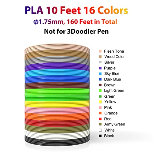 16-Color 320ft PLA 3D Pen Filament Refills 1.75mm S543