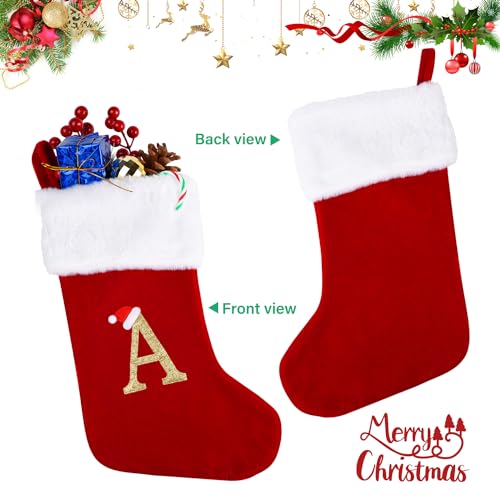 20 Inches Red Velvet Christmas Stockings with Letters D130797
