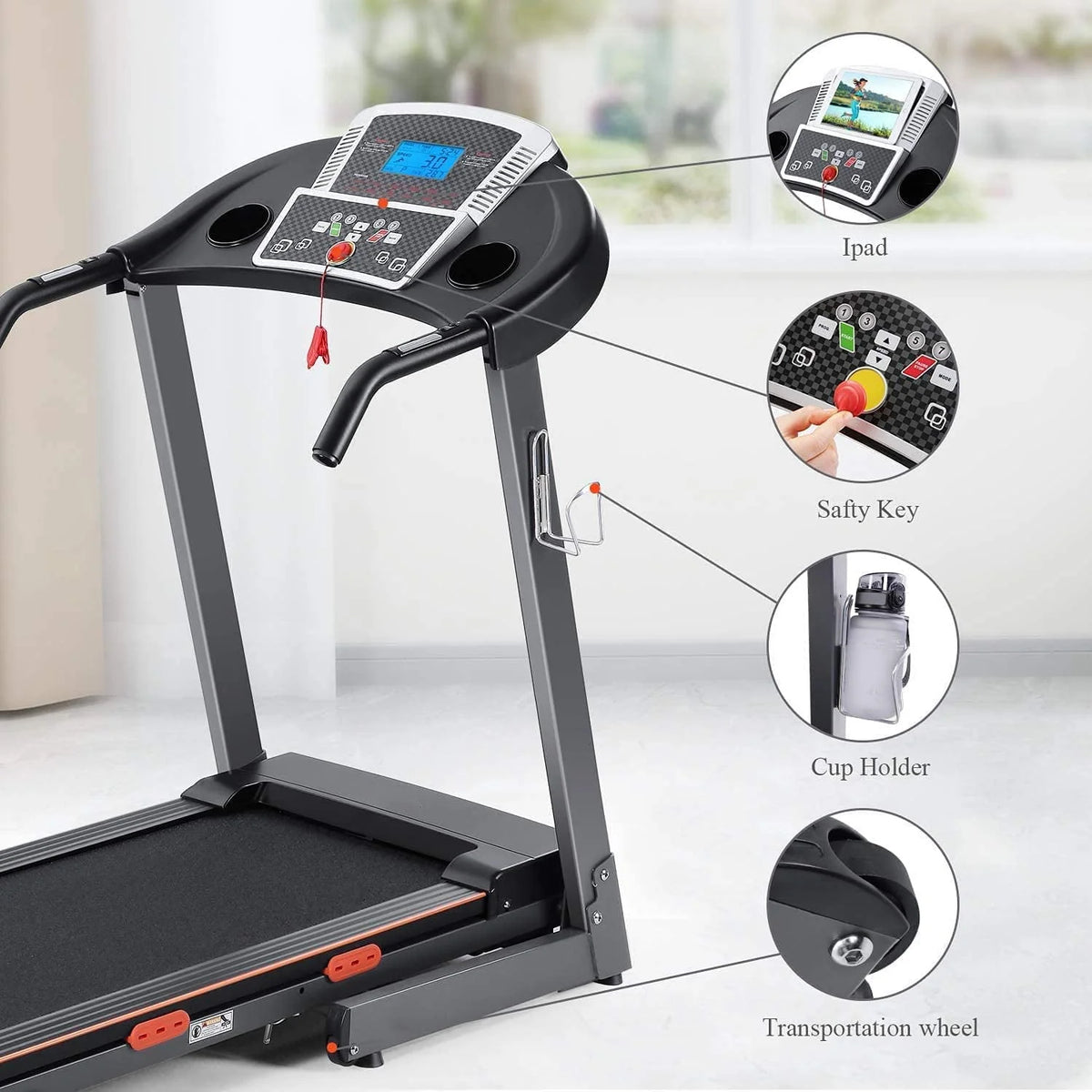 Foldable Electric Treadmill with 15 Pre-Set Programs T945