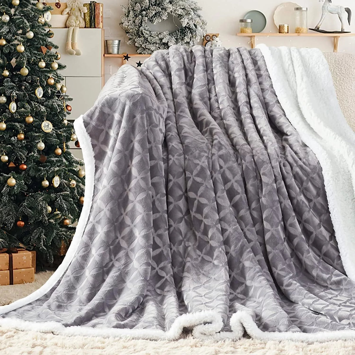 Sherpa Fleece Throw Blanket 50"x60" Y1522