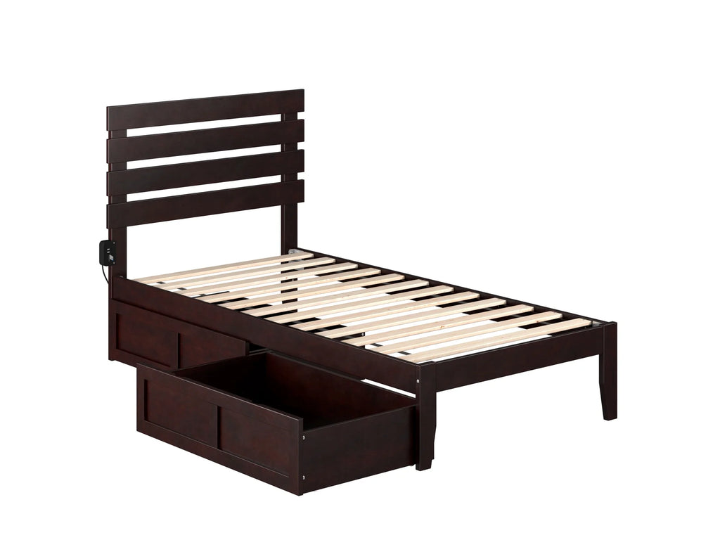 Twin Wood Platform Bed Frame with Set of 2 Storage Drawers D280402