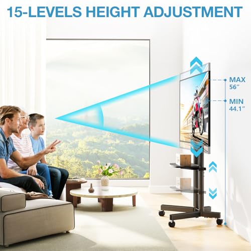 Height Adjustable Rolling TV Stand for 32-75 inch TVs M2755