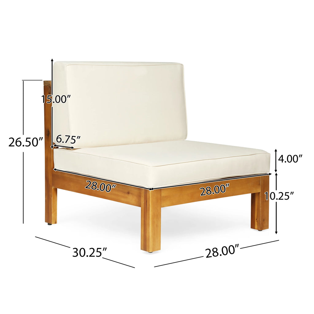 9 Piece Acacia Wood U-Shaped Sectional Sofa Set with Coffee Table and Cushions R213486