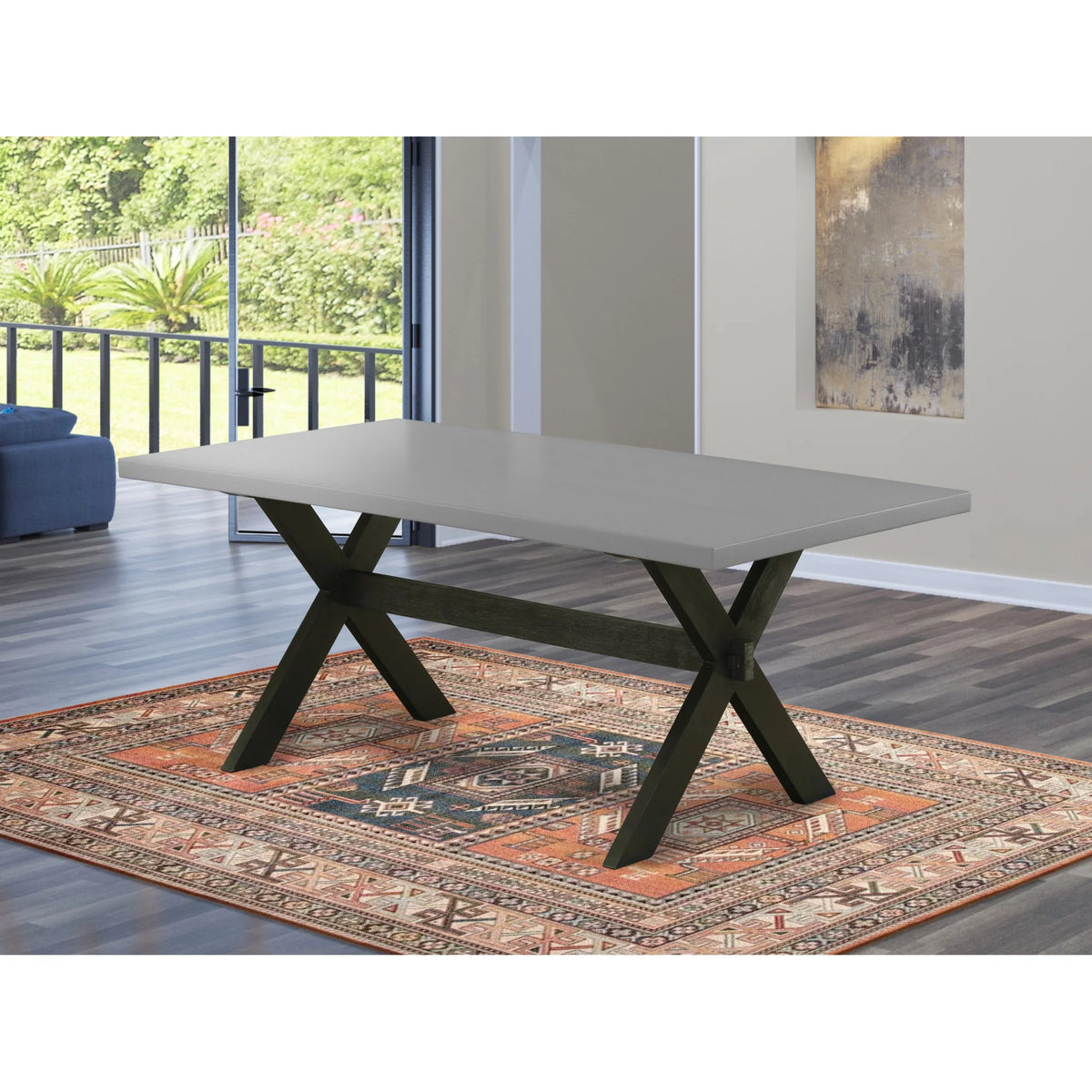 40x72 in Dining Table with Black Leg and Cement Top F227