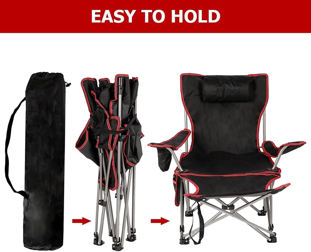 Black & Red Outdoor Camping Chair with Removable Footrest T961596