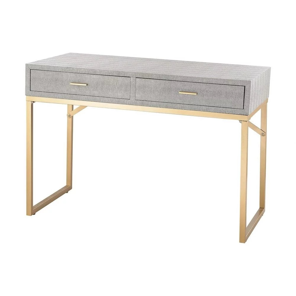 Grey 2-Drawer Faux Shagreen Desk O290