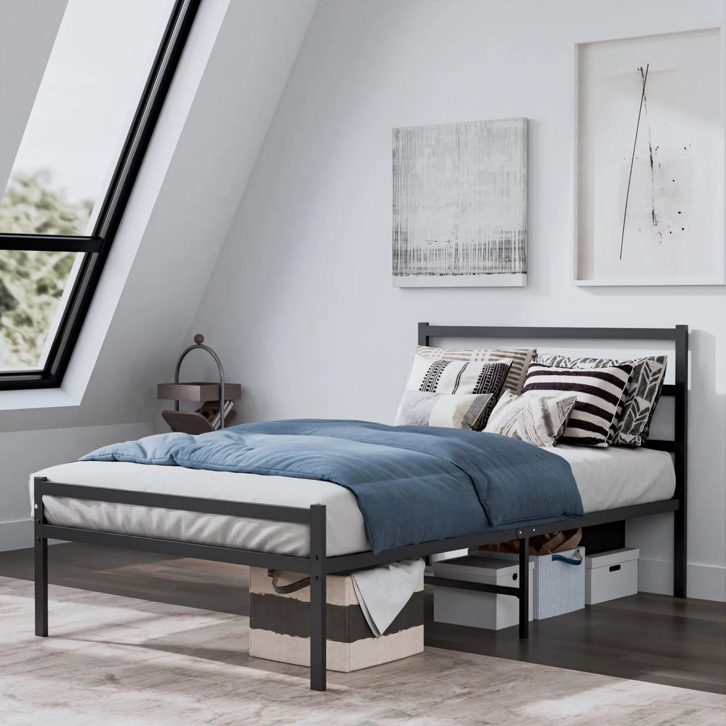Full Size Metal Platform Bed Frame with Headboard H3450