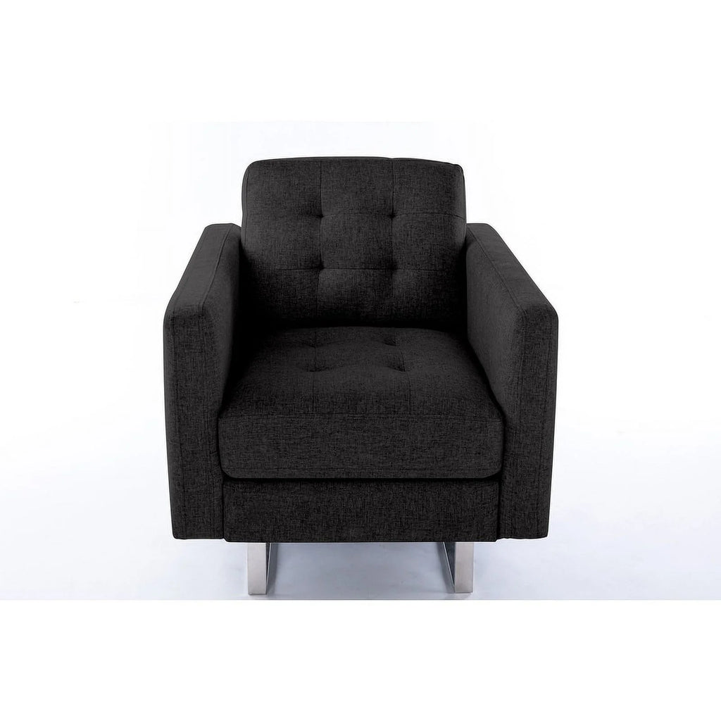 Linen Fabric Armchair with Metal Legs and Pillow Y26529