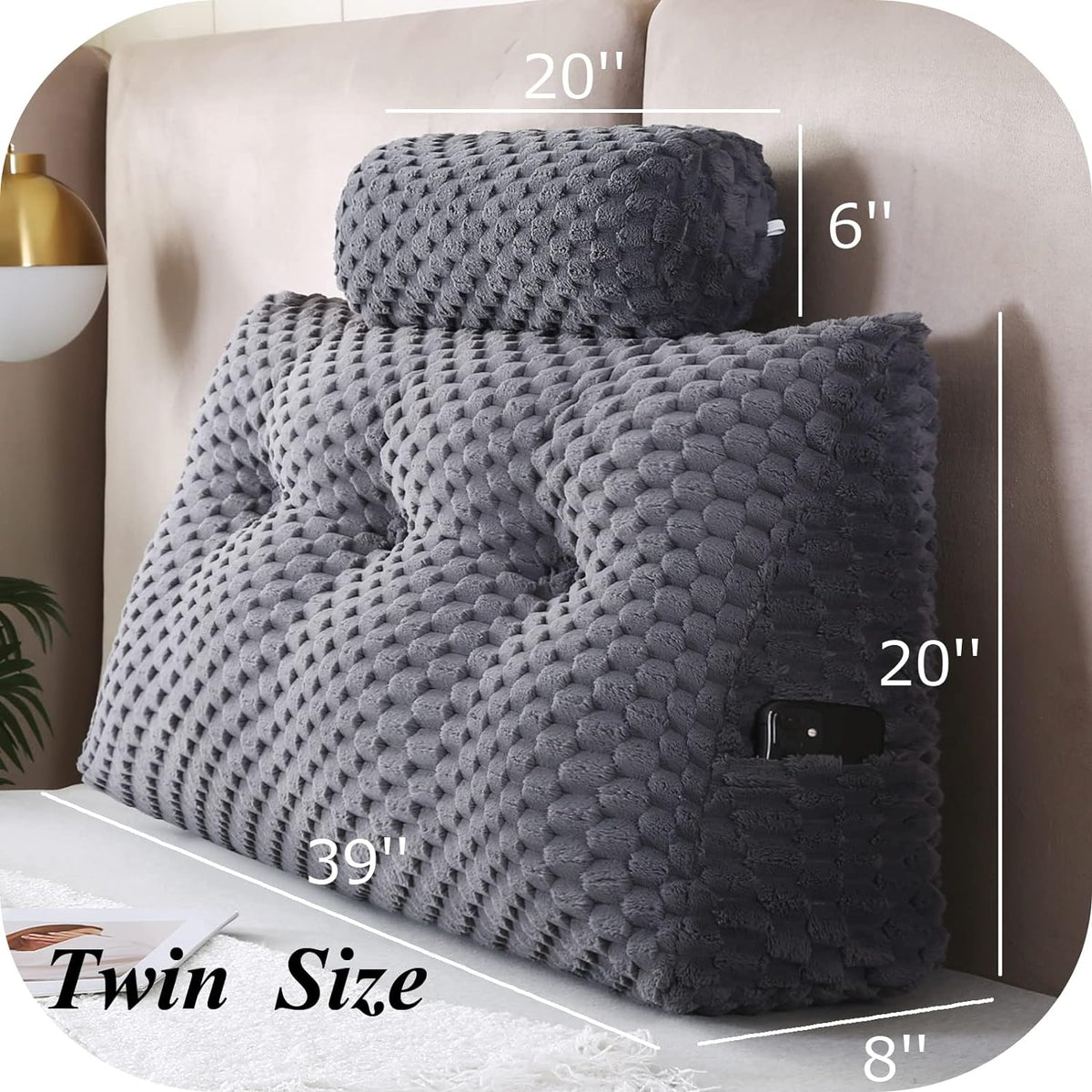 Wedge Headboard Pillows + Head Roll Pillow Bed Wedge Pillow X40205