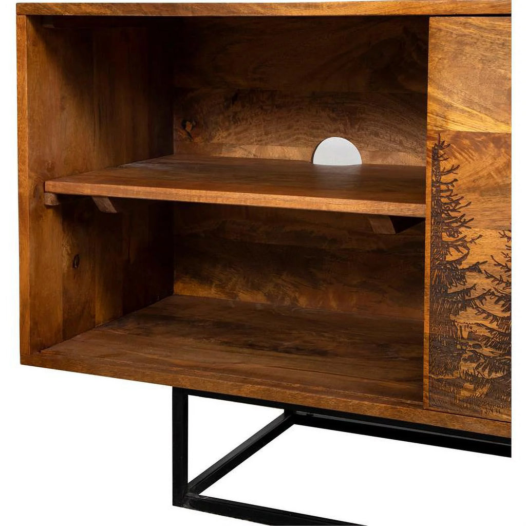 Solid Wood Laser Etched TV Stand G516800