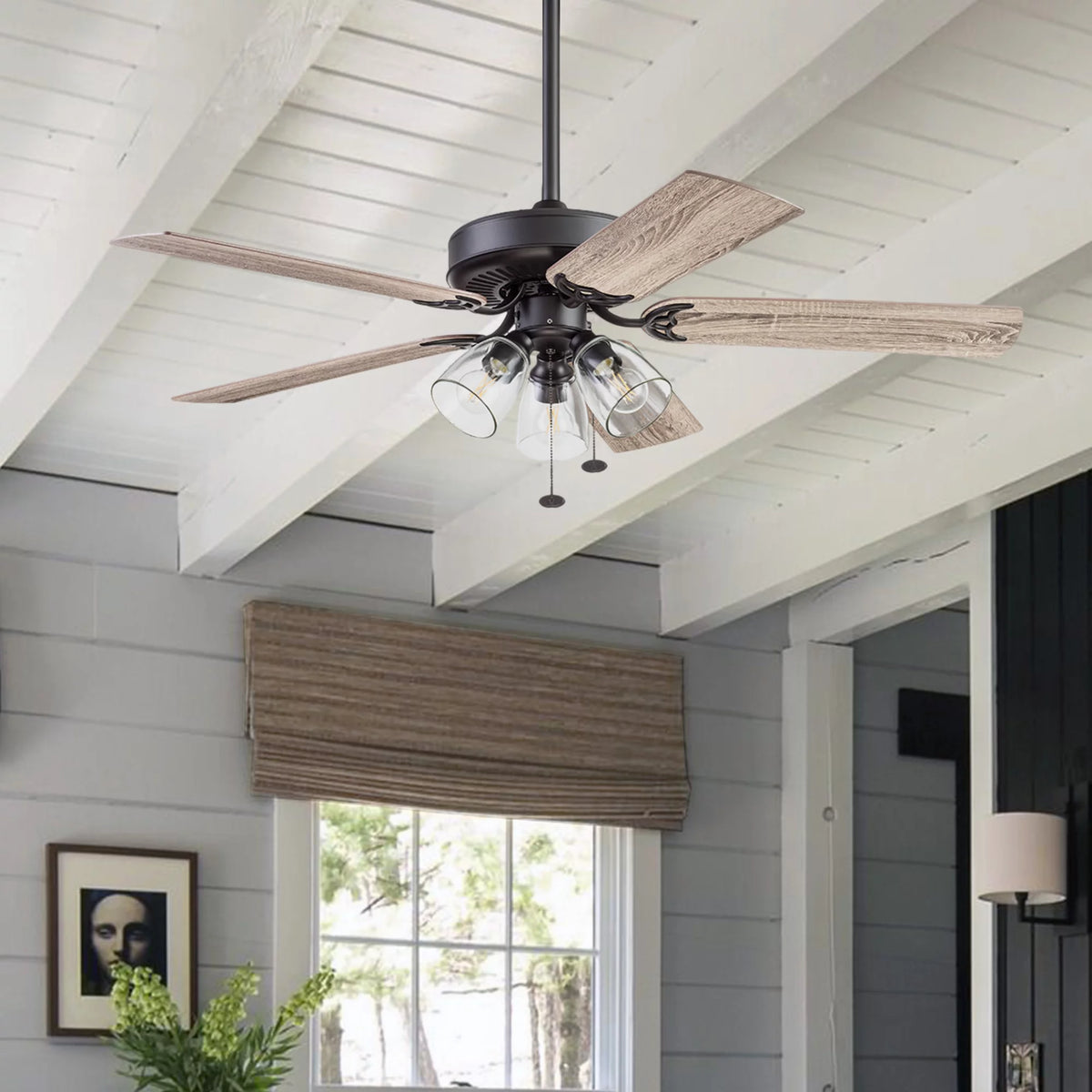 52" 5 Blade Oil-Rubbed Bronze Ceiling Fan with 3 Lights N968