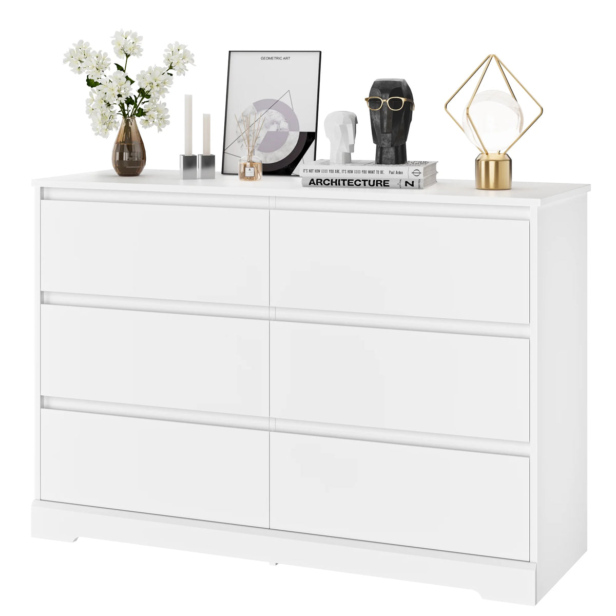 White 6 Drawer Wood Dresser N87974