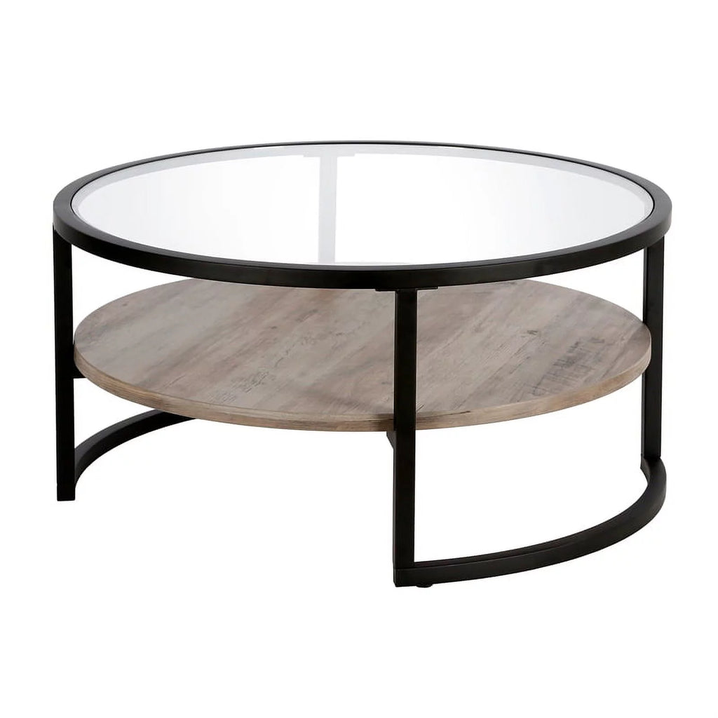 Round Metal Coffee Table in Black and Bronze H382