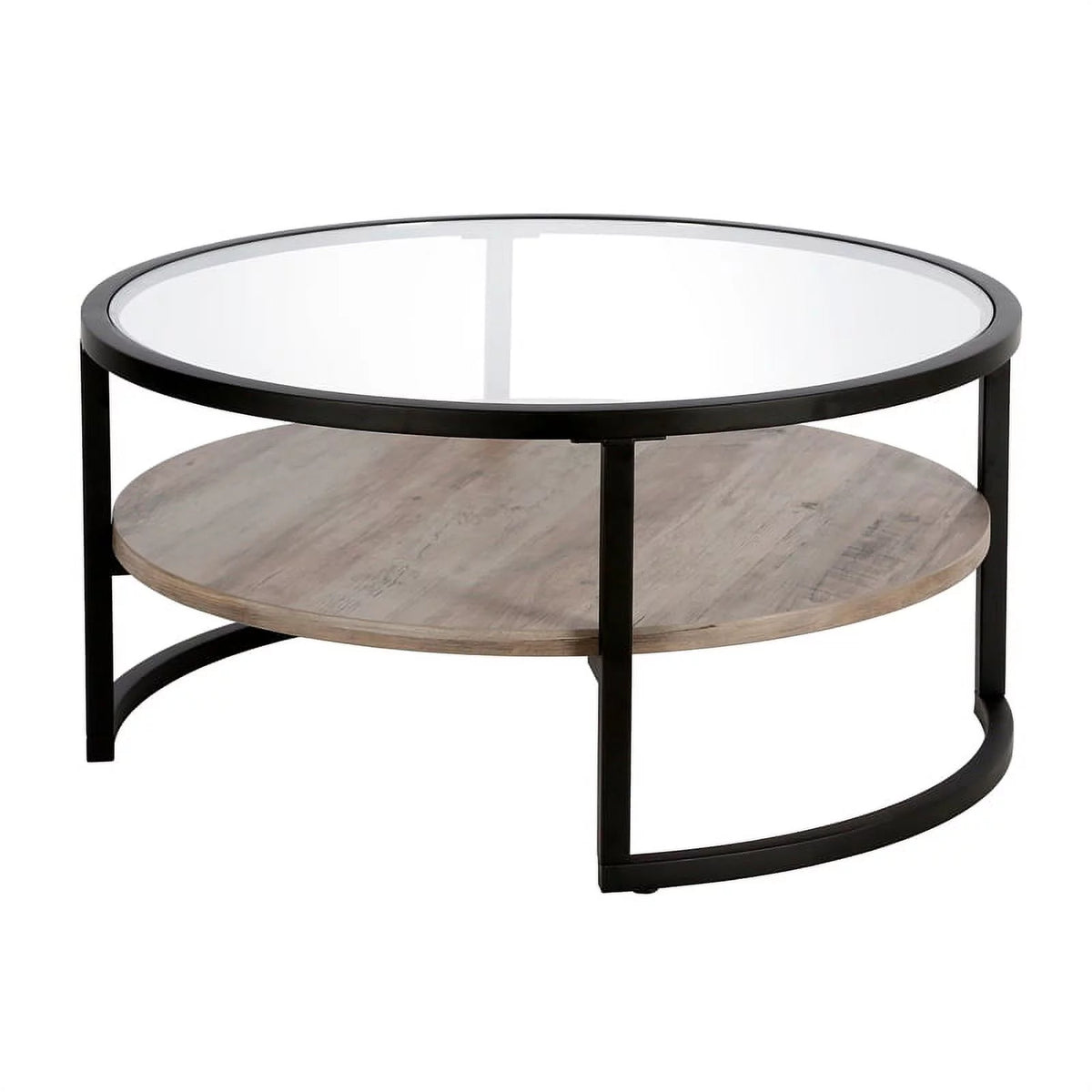 Round Metal Coffee Table in Black and Bronze H382