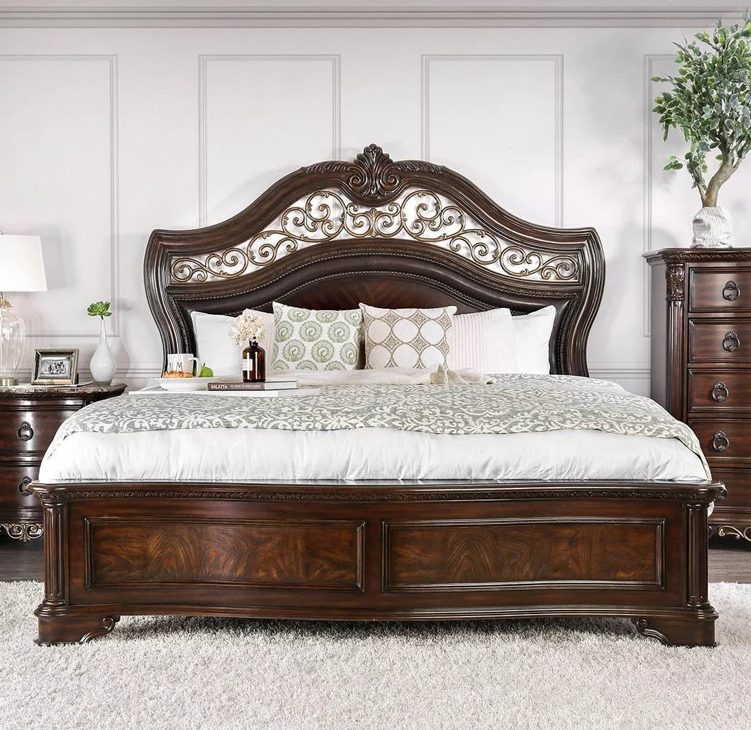 Brown Cherry Solid Wood King Bed D14649