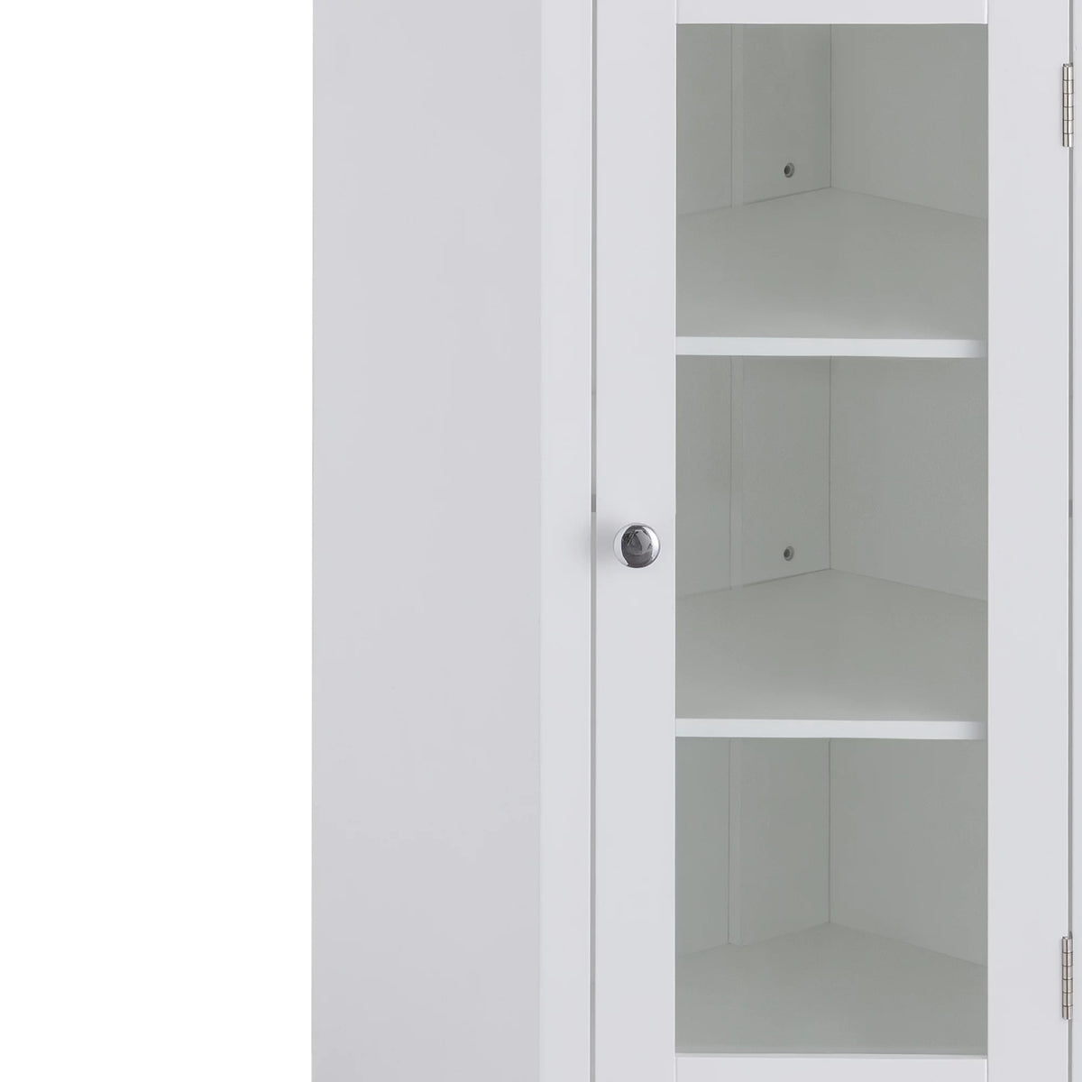 Wooden Corner Floor Cabinet with Glass Door White L173004