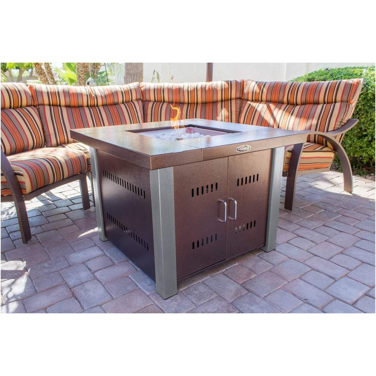 Propane Fire Pit Hammered Bronze and Stainless Steel Finish Q311669