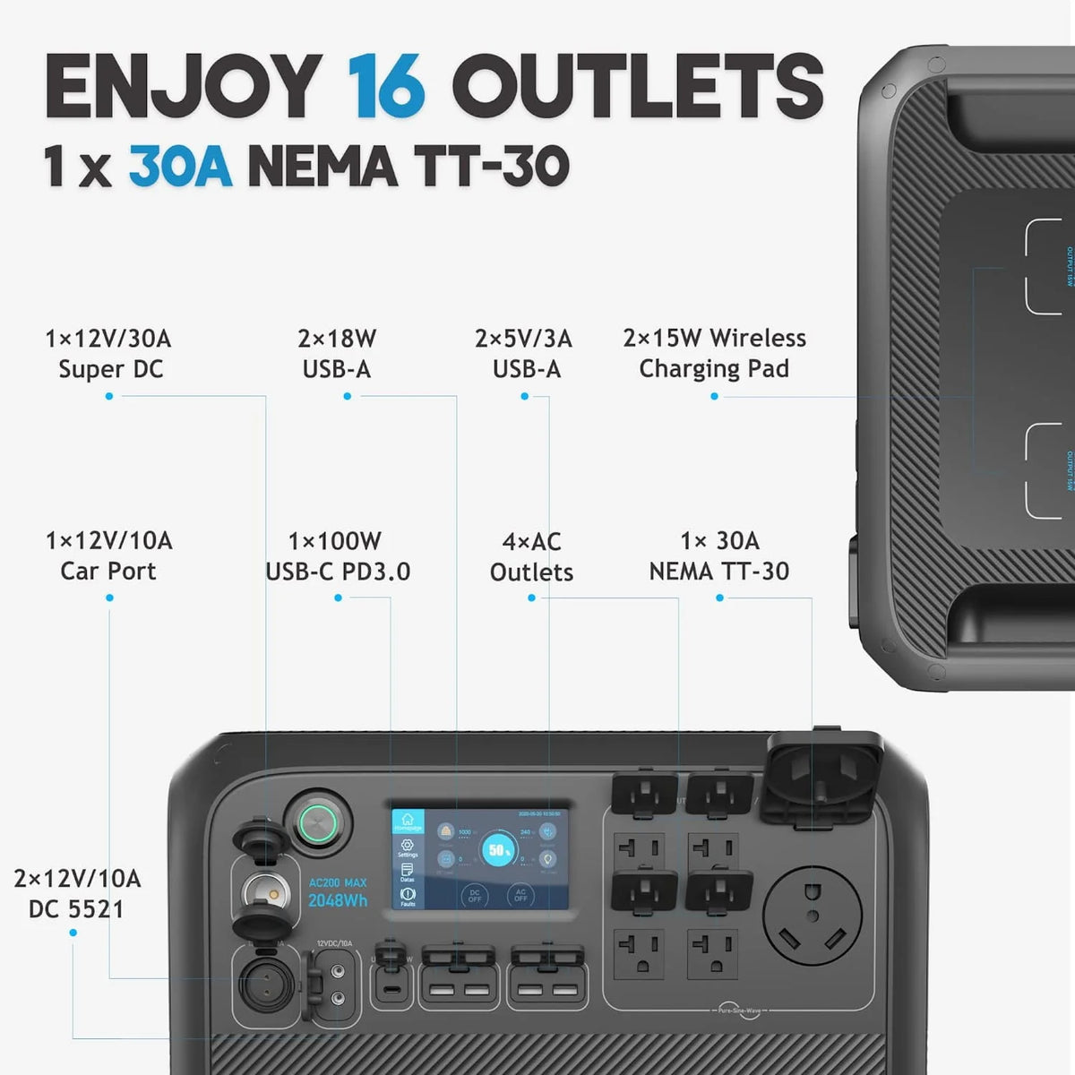 Portable Power Station with External Battery Module and 350W Solar Panel N7570