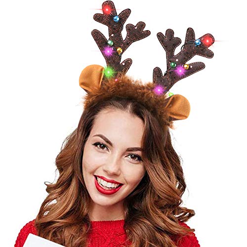 LED Reindeer Antlers Headband with Bells U64462