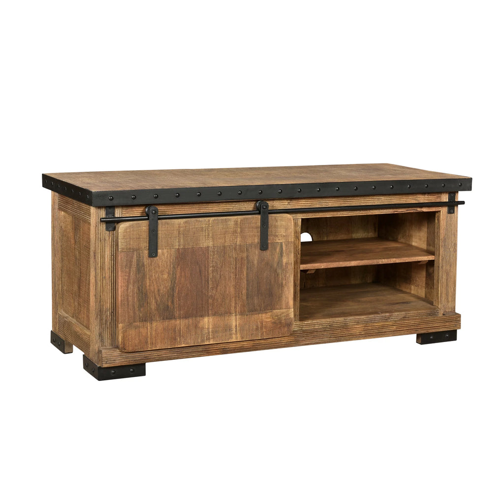 Natural and Black Mango Wood TV Stand Q4778