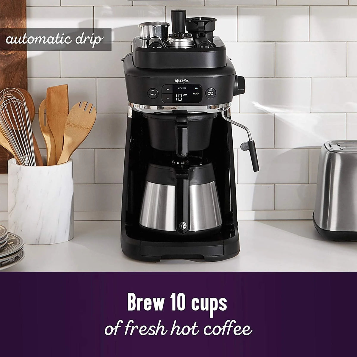 10-Cup Thermal Carafe Coffee Maker and Milk Frother U344059