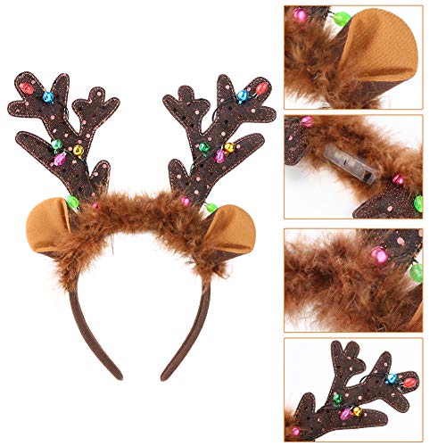 LED Reindeer Antlers Headband with Bells U64462