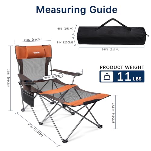 6 Legged Reclining Camping Chair with Foot Rest and Carry Bag Grey R56794