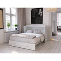 Queen Solid Wood Murphy Bed Chest with Mattress in White E337