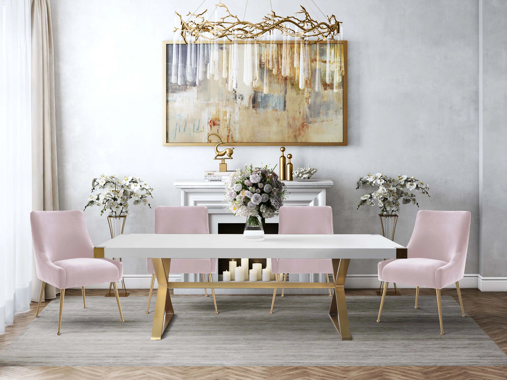 Blush Velvet Side Chair with Gold Legs A9319