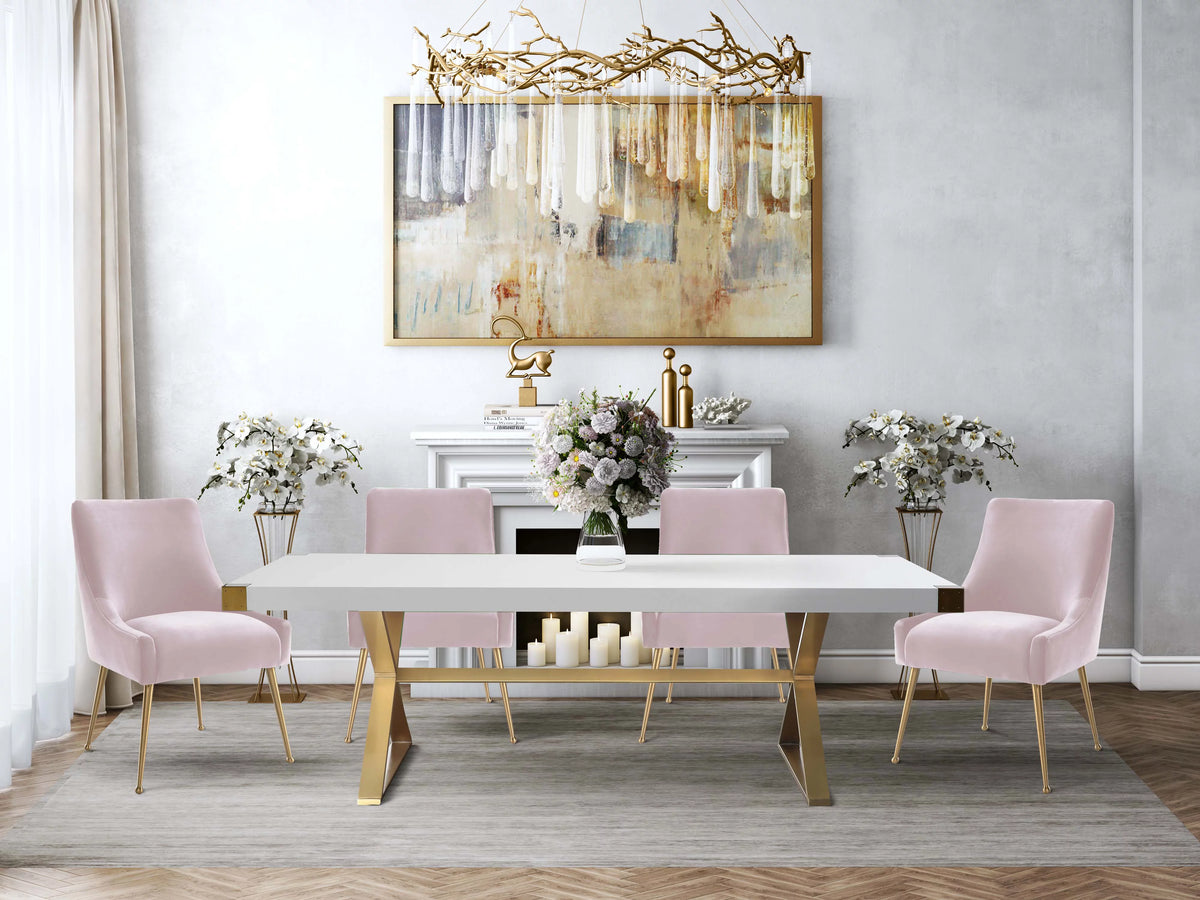 Blush Velvet Side Chair with Gold Legs A9319