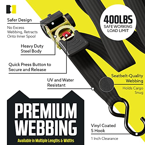 2 Pack Black Retractable Ratchet Straps T787849