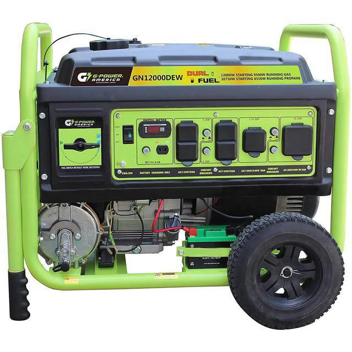 12000-10750W Dual Fuel Portable Generator with 479cc 18-HP Engine D6196