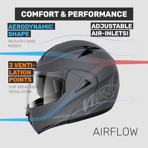 Modular Motorcycle Helmet with Dual Visor Full Face Flip Up T615802