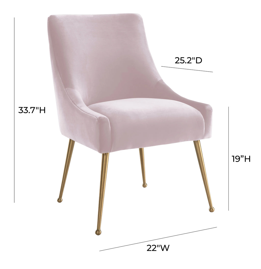 Blush Velvet Side Chair with Gold Legs A9319