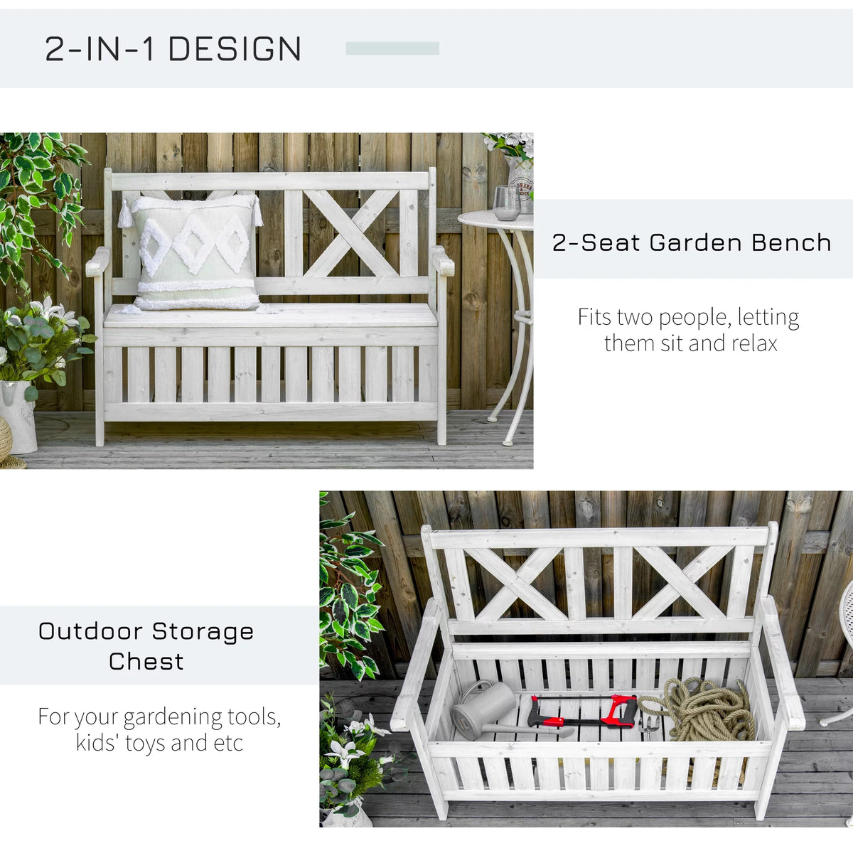 White Wooden Storage Bench I527