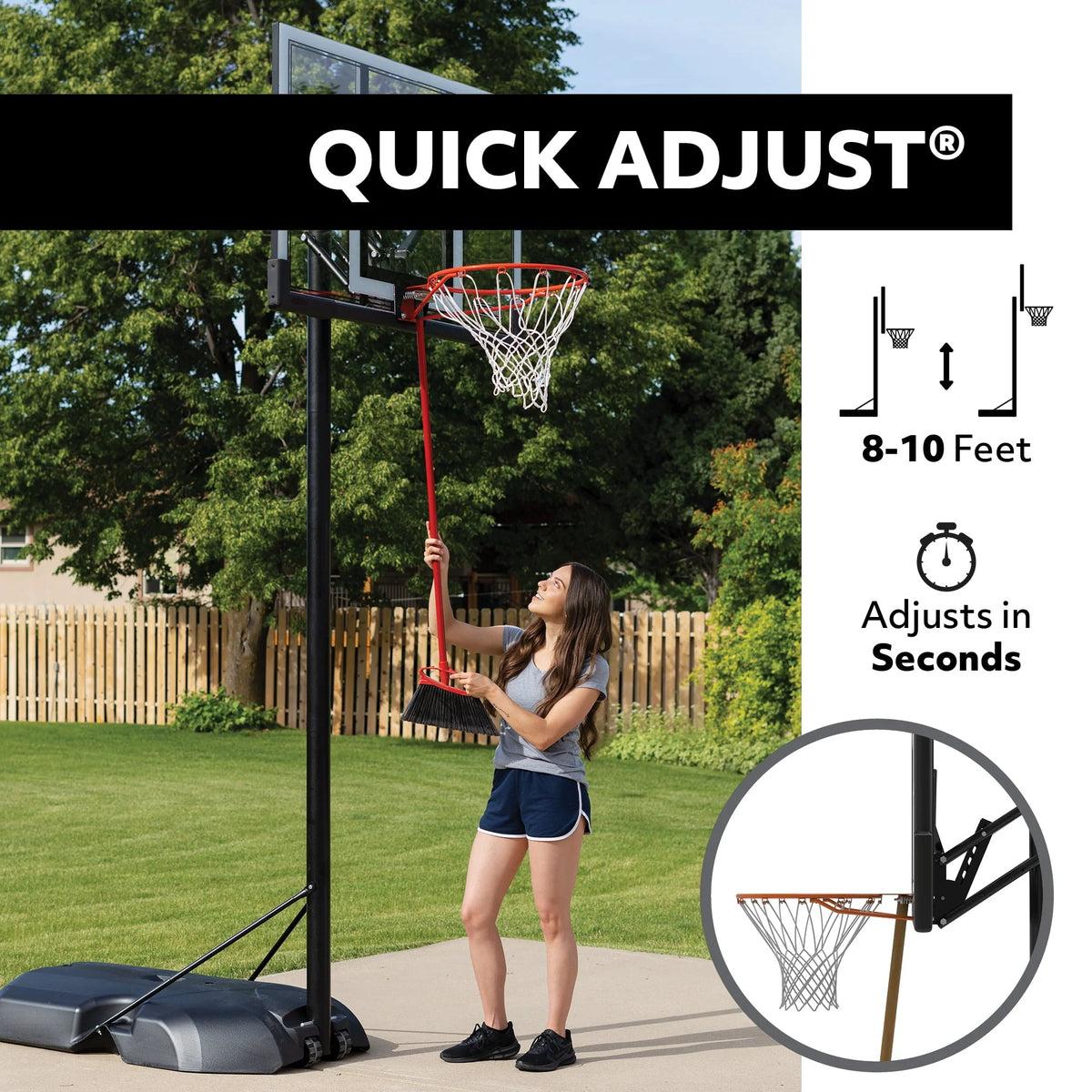 Adjustable Inground Basketball Hoop 44 inch Polycarbonate F925960