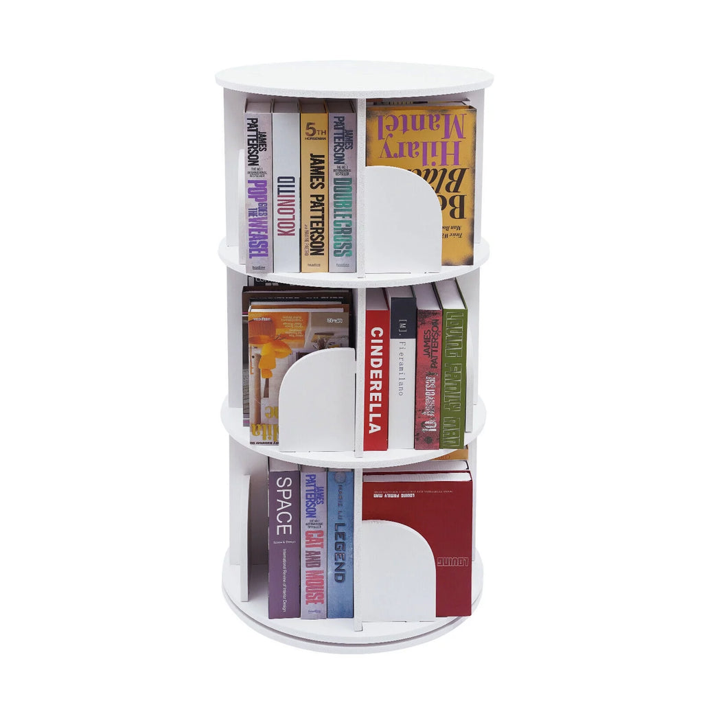 3 Tiers 360° Rotating Stackable Shelves Organizer White H38713