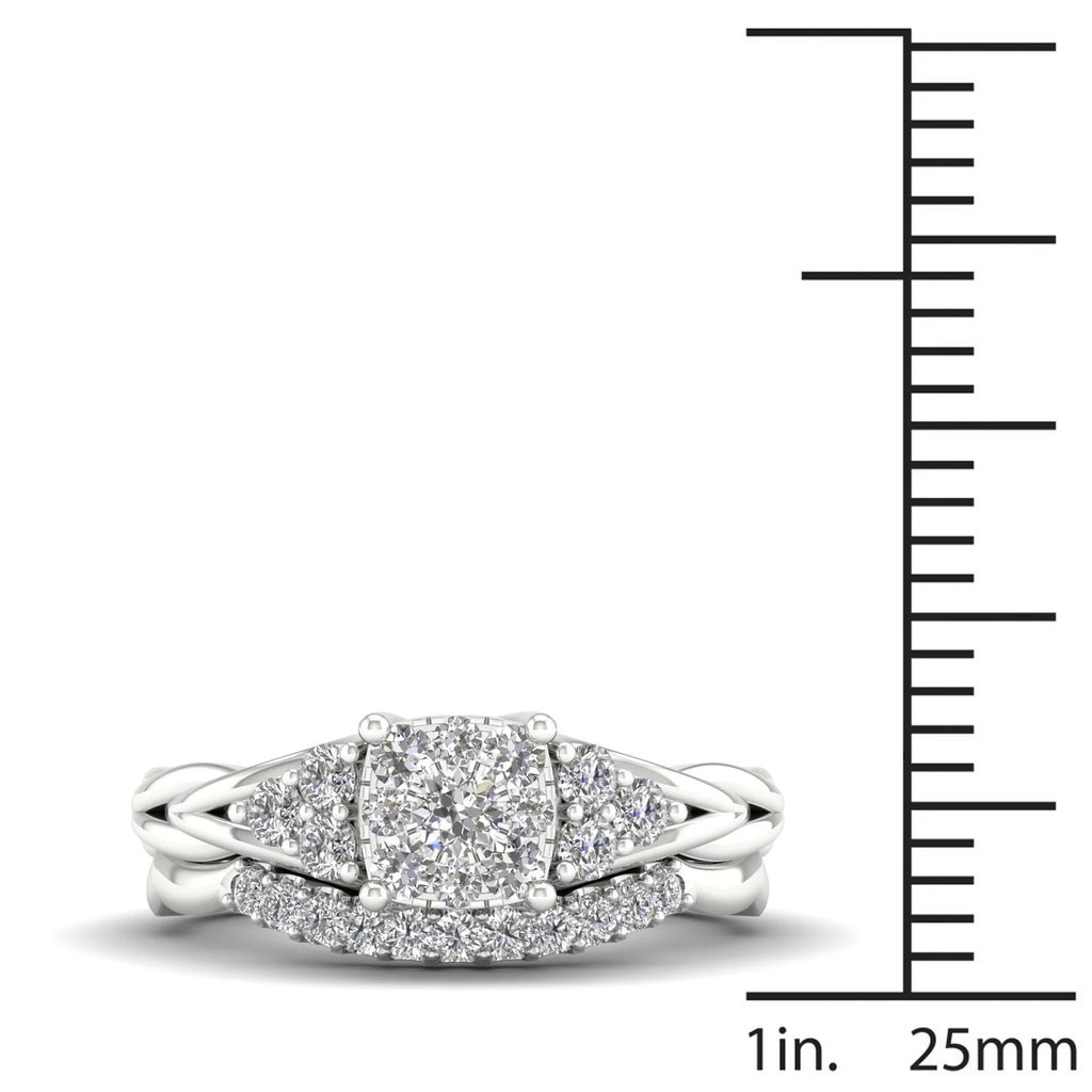 Diamond 10K White Gold Bridal Ring Set J8634