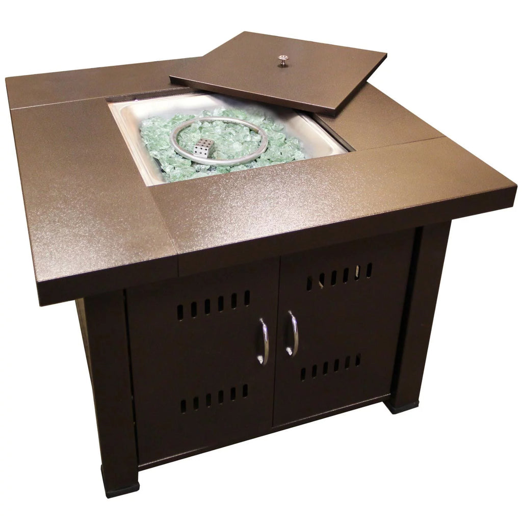 Propane Fire Pit Hammered Bronze and Stainless Steel Finish Q311669