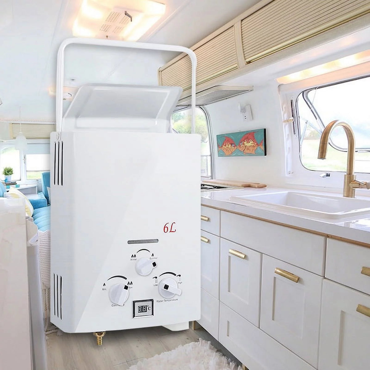 6L Portable Tankless Water Heater 1.6 GPM LPG with Digital Display U2218