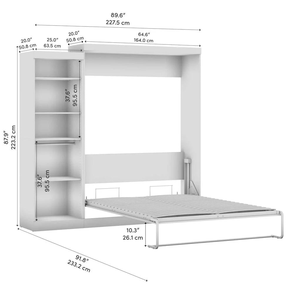 Queen Murphy Bed with Closet Organizer in White F681574