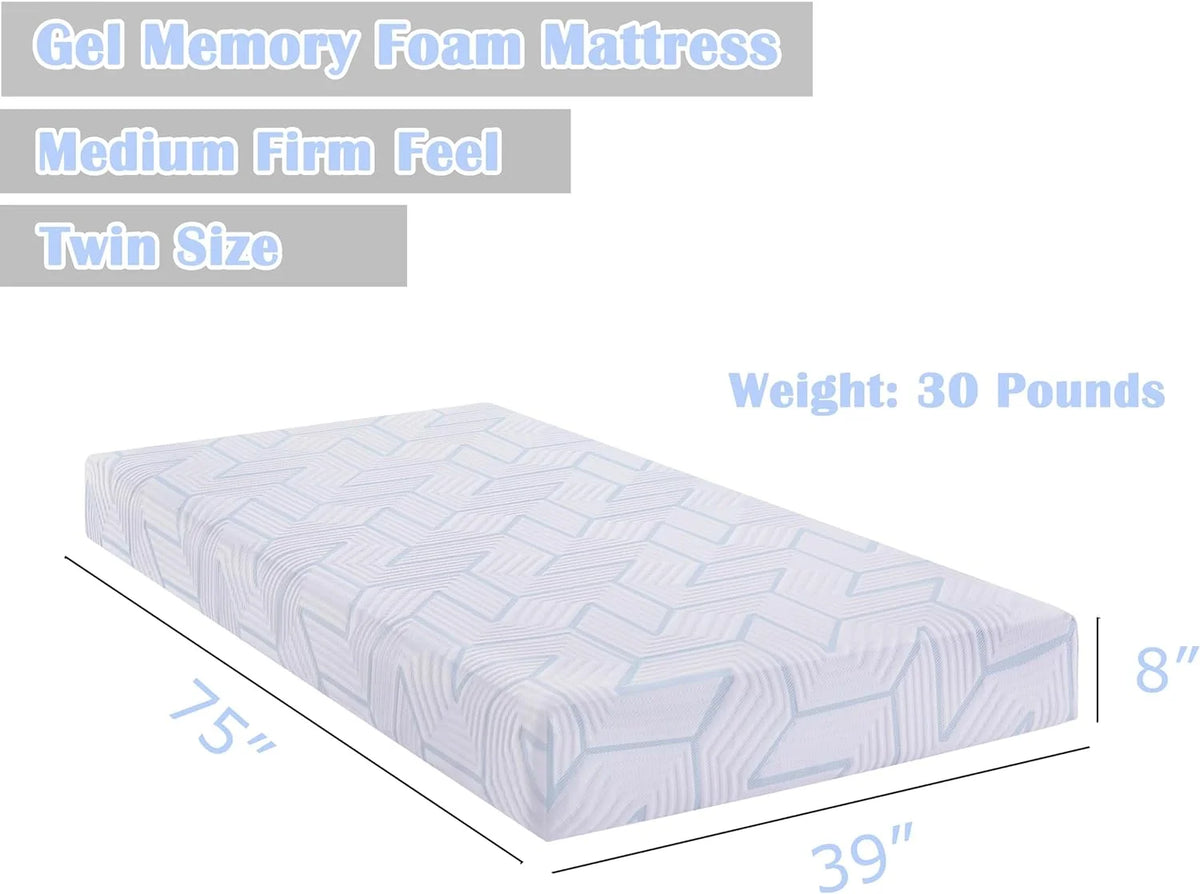 8 Inch Gel Memory Foam Twin Mattress B3328