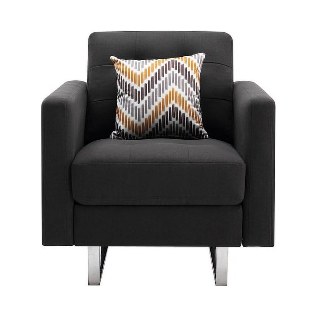Linen Fabric Armchair with Metal Legs and Pillow Y26529