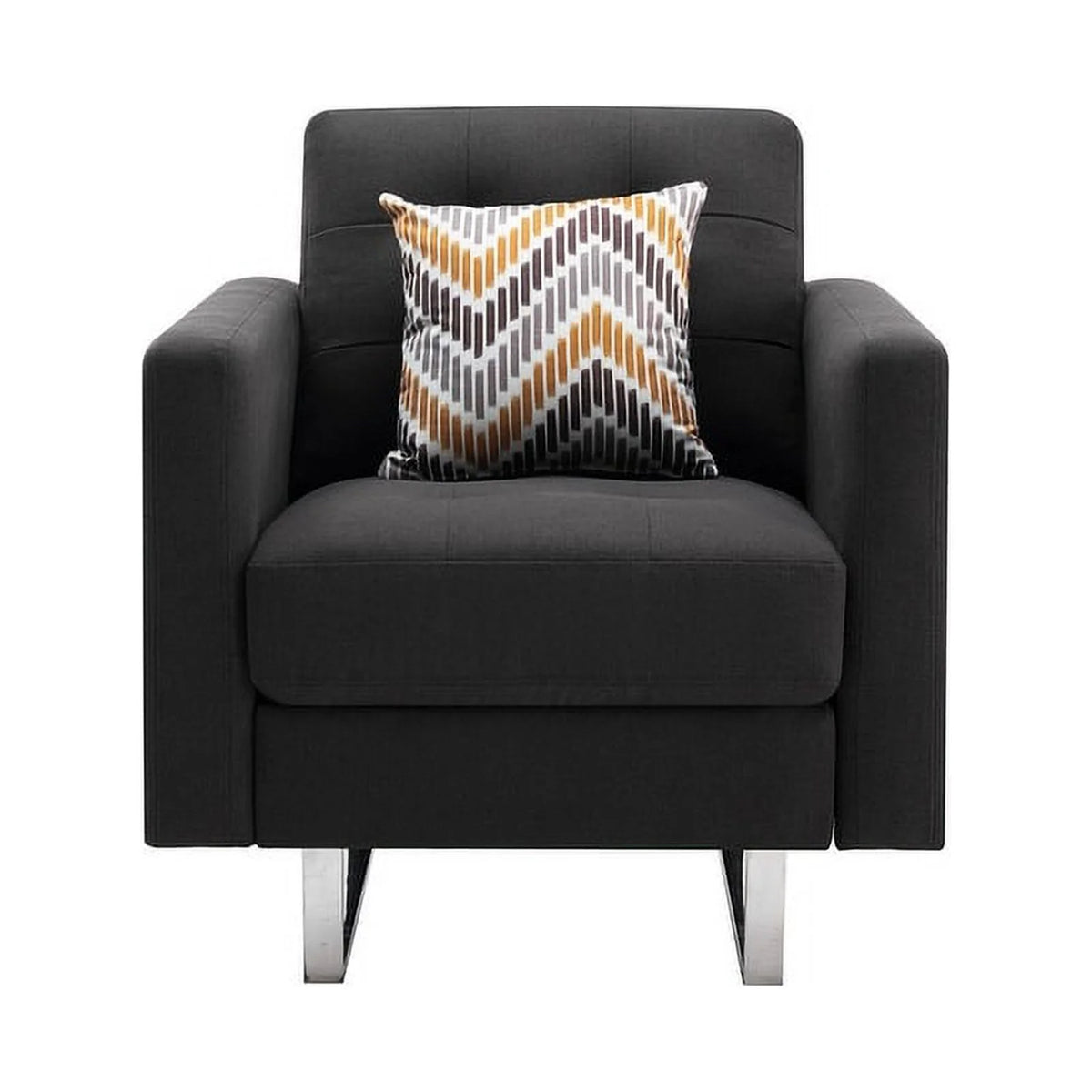 Linen Fabric Armchair with Metal Legs and Pillow Y26529