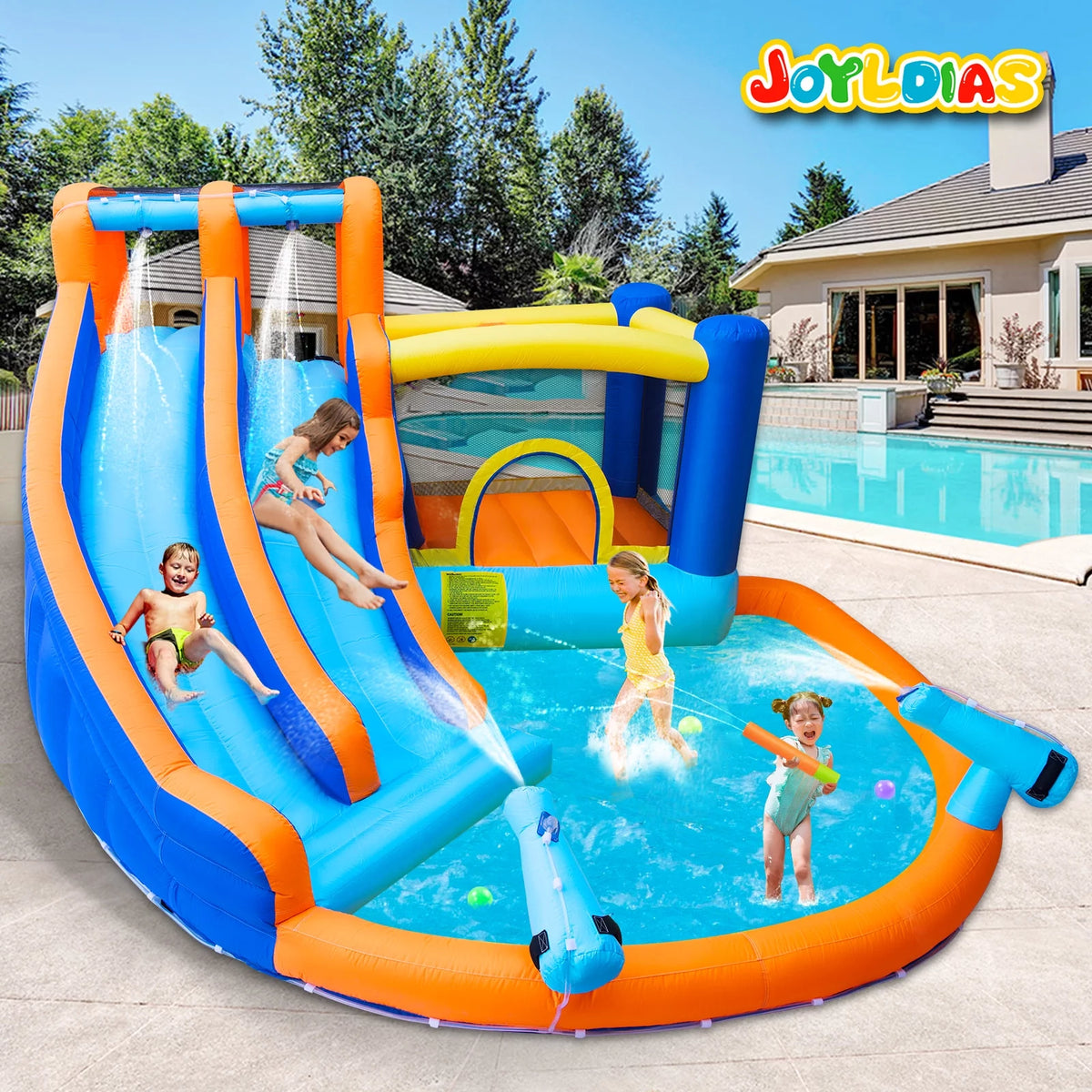Kids Inflatable Water Slide Bouncer with Pool and Air Blower N843