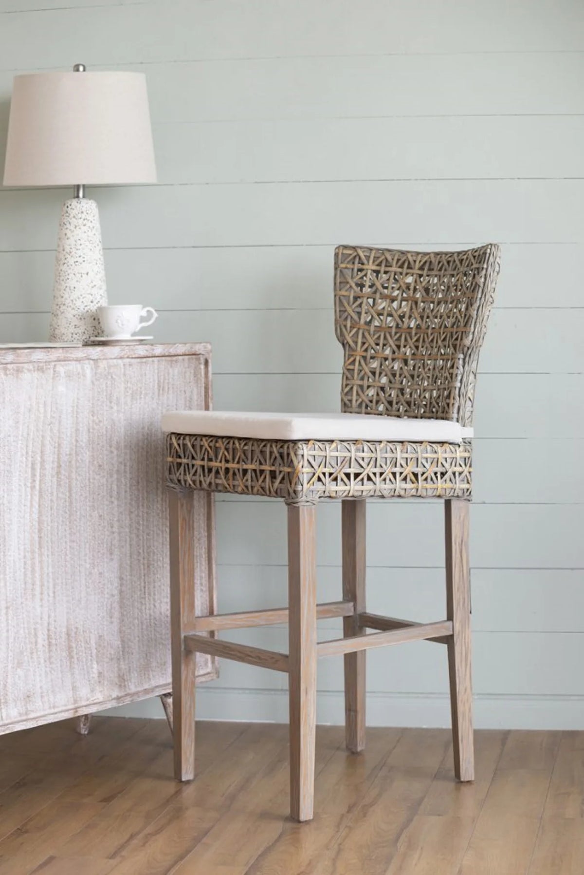 Gray Woven Padded Seat Bar Chair I40414