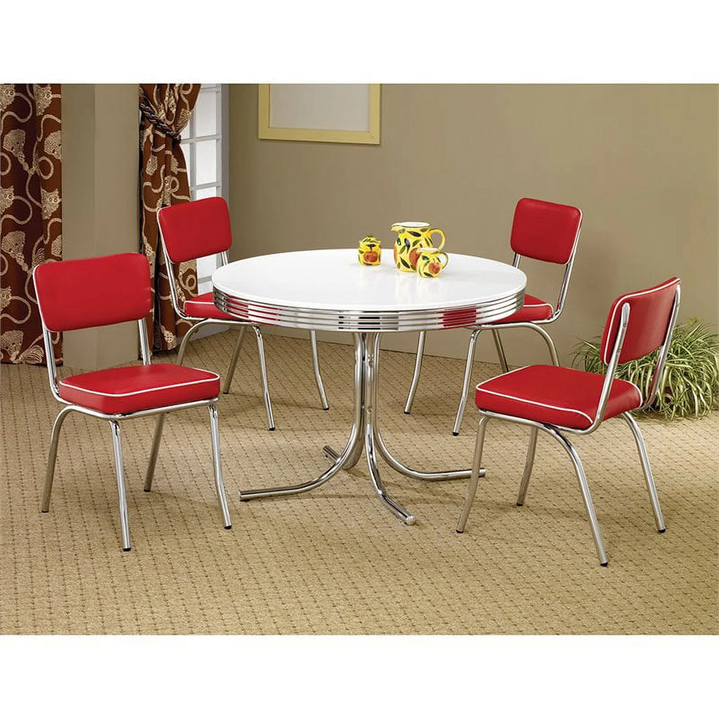 Red and Chrome Dining Side Chair N229