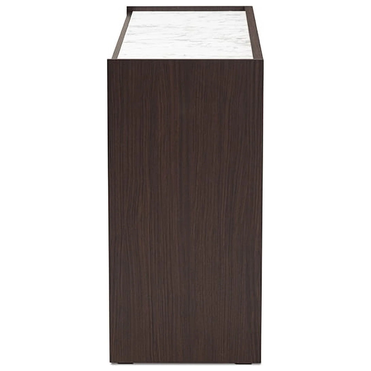 Dark Brown Gold Wood 6-Drawer Dresser with Faux Marble Top L123051