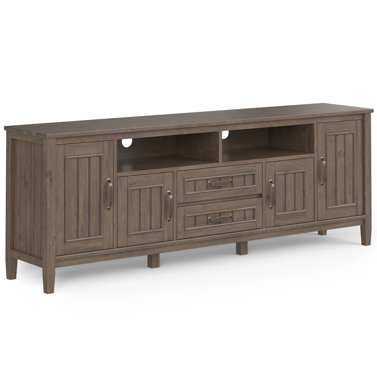 72 inch Wide Solid Wood Contemporary TV Media Stand in Smoky Brown Z1696
