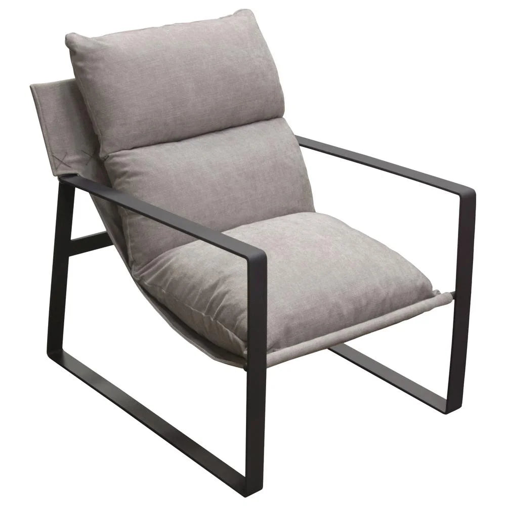 Grey Fabric Accent Chair with Black Metal Frame A424067